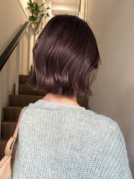 サンク 原宿 表参道(cinq) ミディアムボブ長め韓国外国人風顔周りレイヤーヘーゼルベージュ