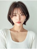 20代30代40代★イメチェンピンクベージュ大人前髪外ハネボブ*