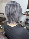 【筋感デザイン】グレーシルバーバレイヤージュ×ブリーチ２回