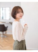 前下がりボブ×シースルーバング×透明感カラー