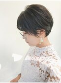 ワンサイド耳かけ丸みショート[20代/30代/40代/50代]