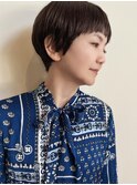 大人可愛いベリーショート/ぱっつん前髪/アッシュブラック