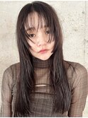 小顔前髪ワンカールフェイスレイヤーココアブラウン