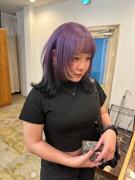 ディフィー 梅田(Defi) パープル×ブラック ルーツカラー/大阪/梅田/デザインカラー