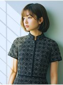 越谷で人気｜チャコールグレー×くびれレイヤーボブ