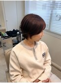 ミルクティーブロンド/ダークブルー/デジタルパーマ/人形町