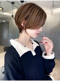 ショートボブ/ミルクブラウン/シースルー/30代40代50代