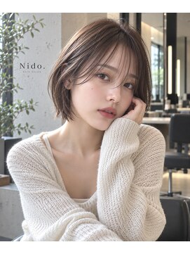 ニド(Nido.) 大人可愛いショートボブ/顔まわりカット/透明感ブラウン/小顔