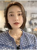 耳かけボブパーマオリーブベージュボブシャギーボブ銀座前髪