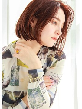 フェリア ファム 桃山台(FERIA fam) 【ミディアムワンカールボブ】×【センターパート】