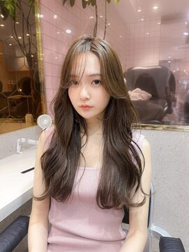 シーシンジュク 新宿南口(Sea shinjuku) ブリーチなしチョコレート色×前髪/顔周りレイヤー韓国ヘア[新宿