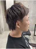 メンズ/アップバング/ツーブロックマッシュ/束感ショート波巻き
