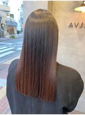 丸型卵形切りっぱなしボブエアリーロング美髪ピンクブラウン立川