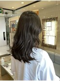チャコールグレー 透明感カラー ミディアムヘア
