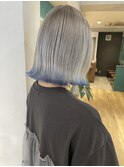 【堀惠】裾カラー裾カラーブリーチカラーシルバー水色吉祥寺