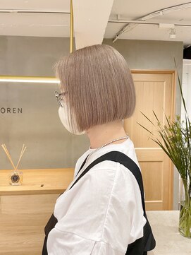 ローレン(LOREN) ミルクティーベージュぷつっとボブケアブリーチ 梅田