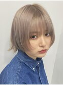 ダブルカラーショートボブインナーカラーハイライトケアブリーチ