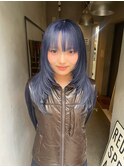 ネイビーブルー　顔型別ヘアスタイル特集