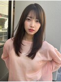 レイヤーカット　顔まわりカット　ブラウンカラー