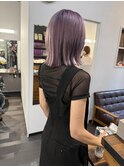 ラベンダーカラー/ダブルカラー/ぱっつんボブ