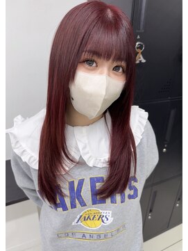 ユニークノベル 中央林間(unique novel) ブリーチなしダブルカラー深みボルドーレッド艶髪質改善