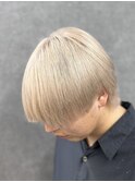 ブロンドベージュラウンドマッシュ
