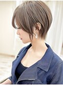 札幌/髪質改善/ミルクティーブラウン×前下がりショートボブ