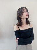 大人韓国小顔くびれレイヤーロンググレーベージュ