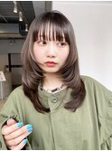 美髪グレージュカラーセミディレイヤーロング_ba509891
