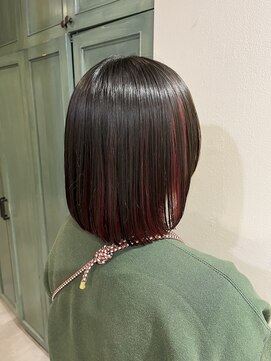ヘアサロン ナノ(hair salon nano) ショートボブ/インナーカラー/赤/レッドカラー/顔周りレイヤー
