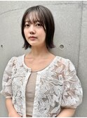 島田/シースルーバング 大人ボブ 外はね シアーベージュ 透明感