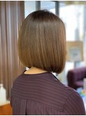 ブリーチなし大人可愛いマロンブラウン似合わせ耳かけボブ