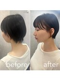 【中西里美】丸みショート/耳掛けショート/インナーカラー