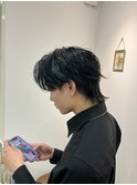黒髪/グレーベージュ/レイヤーロング/前髪パーマ/宇都宮