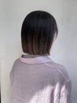 ヘアーメイクパウダー 天王寺寺田町店(Hair make powder)&nbsp;小顔外ハネミディアムアッシュ20代30代40代切りっぱなしボブ