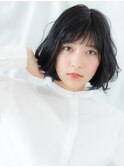 髪質改善ミストバング黒髪ボブパーマp古河20代30代40代