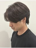 メンズマッシュセンターパートスパイラルパーマニュアンスパーマ