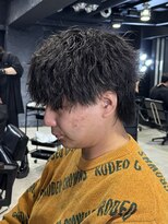 アウル 心斎橋(owl)&nbsp;マッシュウルフ&ツイストスパイラルパーマ&黒髪&men's