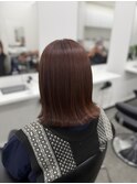 艶感ピンクブラウン×切りっぱなしボブ