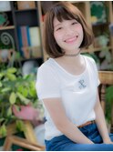 オン眉斜めバング耳かけ小顔ナチュラルカラー川口20代30代40代a!