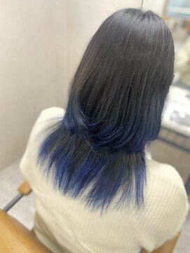 アジールヘア 東上野店(agir hair) 20代30代40代デザインカラー裾カラーブルー