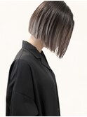 ハイライト白髪ぼかしダブルカラーインナーカラーショートボブ