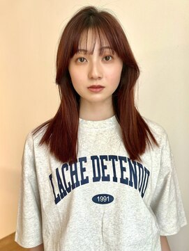 アペロ 柏(Apero) 顔まわりカット/レイヤー/チェリーレッド/ワインレッド/柏美容室