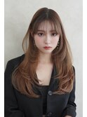 韓国風くびれレイヤーカット×グレージュ×透明感ブラウン川又