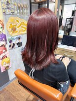 ヲタクに美容室は難しい。&nbsp;ブリーチなしのダブルカラー/ボルドー/ワインレッド/濃いピンク