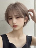 マッシュボブ前髪なしグレージュ韓国風パーマ顔まわりレイヤー☆