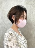 大人ショートボブ/ショートヘア/イルミナカラー/前髪なし[調布]