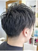 MEN'S HAIR  センターパート　ツイストスパイラル　コンマヘア