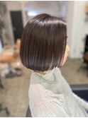 白髪ぼかしパープルブラックミントアッシュ×小顔ショートボブ