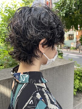 ラウンジ モリオ イケブクロ(Lounge MORIO Ikebukuro) 黒髪ショートウルフパーマ/ショートウルフパーマ◯